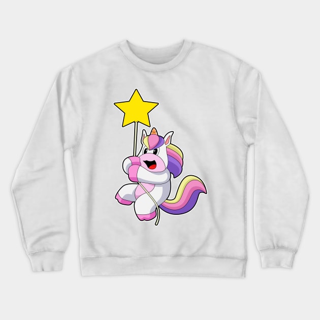 Unicorn Star Balloon Crewneck Sweatshirt by Markus Schnabel